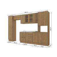 Cozinha Modulada Celeste Kappesberg 100% Mdf Nogueira/vidro 360cm - 2