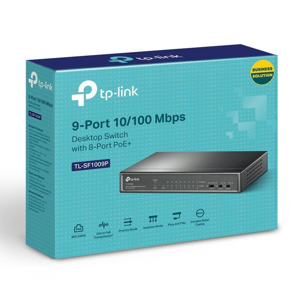 Switch 9 Portas Fast Poe+ E Uplink Tp-link | Tl-sf1009p 10/100 Mbps - 4