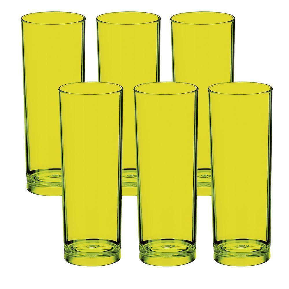 Jogo De Copos 6 Peças Long Drink Plástico Festas Eventos Top Cor:verde - 1