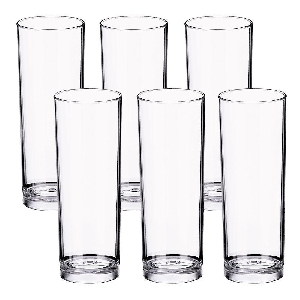 Jogo De Copos 6 Peças Long Drink Plástico Festas Eventos Top Cor:transparente - 1