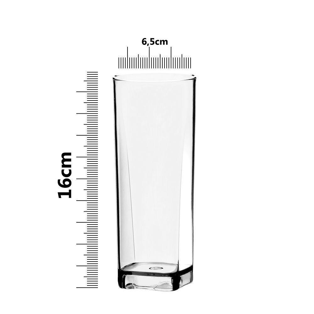 Jogo De Copos 6 Peças Long Drink 350ml Quadrado Transparente - 4