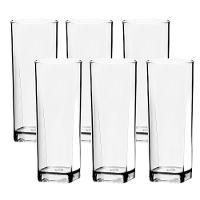 Jogo De Copos 6 Peças Long Drink 350ml Quadrado Transparente - 1