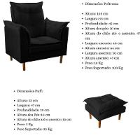 Poltrona Decorativa Sala De Estar Quarto Leitura Ibiza Suede Cor:preto - 7