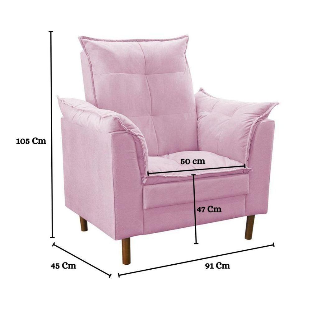 Poltrona De Amamentação Com Puff Quarto De Bebê Bia Suede Cor:rosê - 5