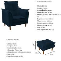 Poltrona De Amamentação Com Puff Quarto De Bebê Bia Suede Cor:azul Marinho - 7
