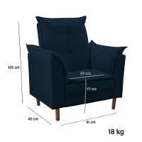 Poltrona De Amamentação Com Puff Quarto Bebê Angelina Suede Cor:azul Marinho - 6