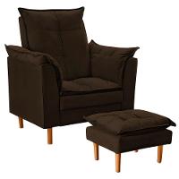 Poltrona De Amamentação Com Puff Quarto Bebê Angelina Suede Cor:marrom - 1