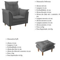 Poltrona De Amamentação Com Puff Quarto Bebê Vitória Suede Cor:cinza - 5