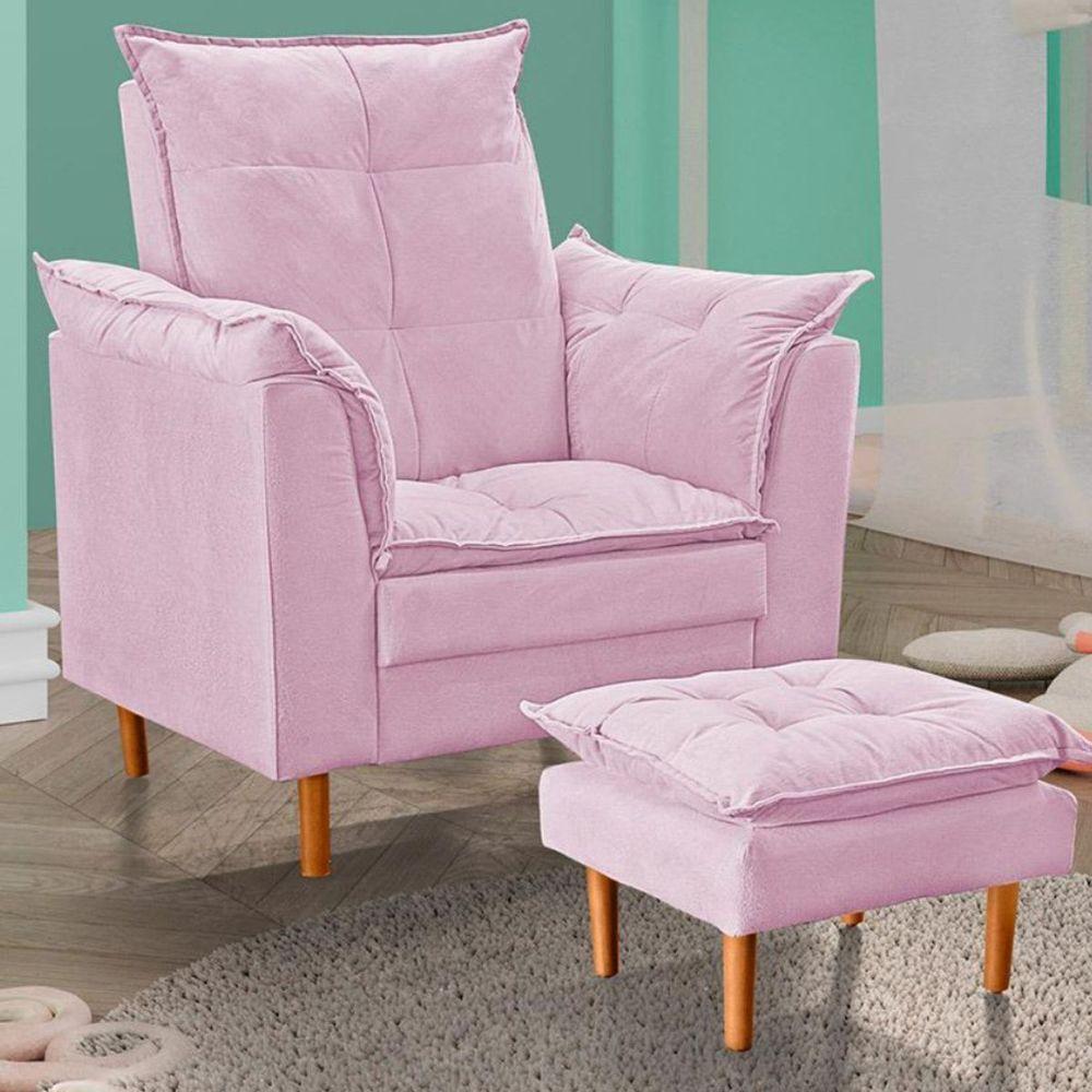 Poltrona Decorativa Sala De Estar Quarto Leitura Ibiza Suede Cor:rosê - 6