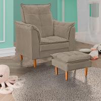 Poltrona De Amamentação Com Puff Quarto Bebê Angelina Suede Cor:bege Escuro - 7