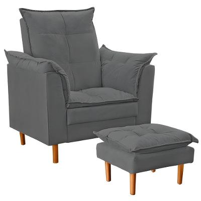 Poltrona Decorativa Sala De Estar Quarto Leitura Ibiza Suede Cor:cinza