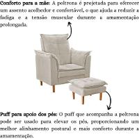 Poltrona De Amamentação Com Puff Quarto De Bebê Bia Suede Cor:bege