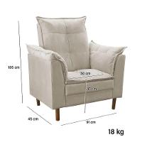 Poltrona De Amamentação Com Puff Quarto De Bebê Bia Suede Cor:bege - 6