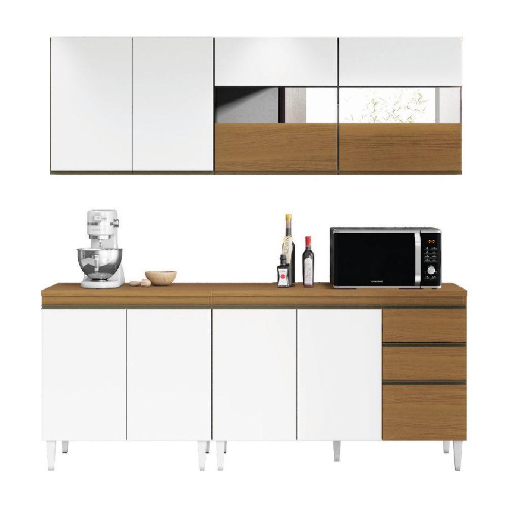 Armário De Cozinha Completa Com Balcão E Vidro Reflecta 9 Portas 2 Gavetas Clara Atacama - Branco - 2