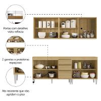 Armário De Cozinha Completa Com Balcão E Vidro Reflecta 9 Portas 2 Gavetas Clara Atacama - Branco