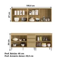 Armário De Cozinha Completa Com Balcão E Vidro Reflecta 9 Portas 2 Gavetas Clara Atacama - Branco - 5