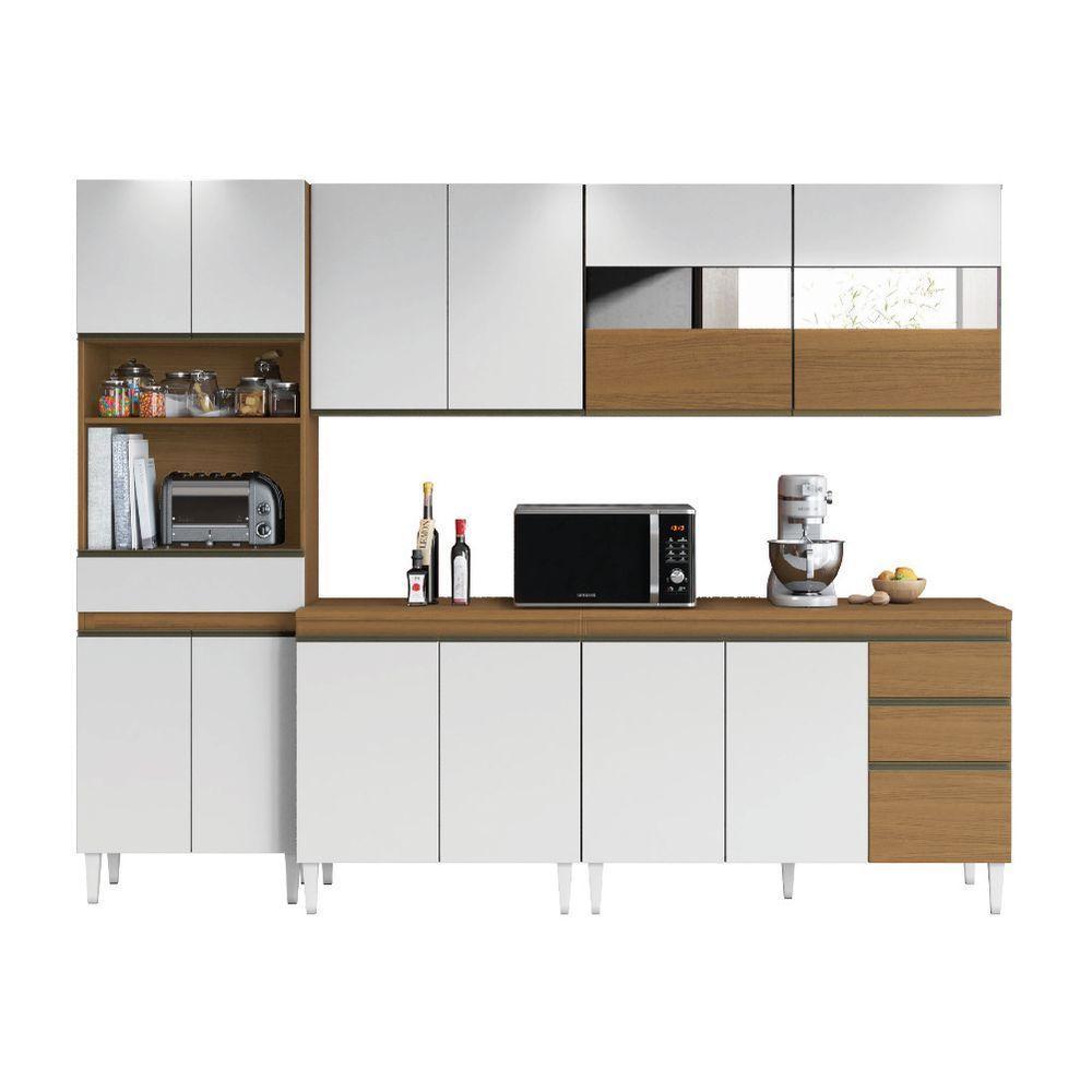 Armário De Cozinha Completa Com Vidro Reflecta 3 Gavetas Clara Atacama - Branco Aramóveis Atacam-off - 1