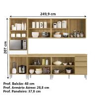 Armário De Cozinha Completa Com Vidro Reflecta 3 Gavetas Clara Atacama - Branco Aramóveis Atacam-off