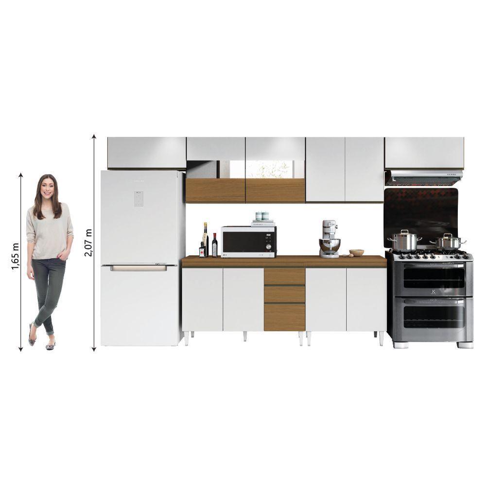 Armário De Cozinha Completa Com Vidro Refleta 11 Portas 2 Gavetas Clara Atacama-branco Aramóveis - 2