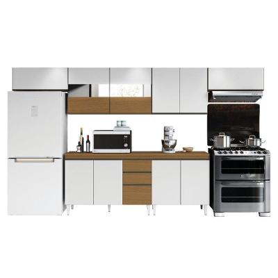Armário De Cozinha Completa Com Vidro Refleta 11 Portas 2 Gavetas Clara Atacama-branco Aramóveis