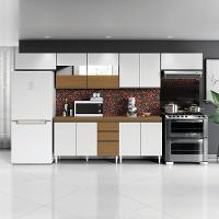 Armário De Cozinha Completa Com Vidro Refleta 11 Portas 2 Gavetas Clara Atacama-branco Aramóveis - 5