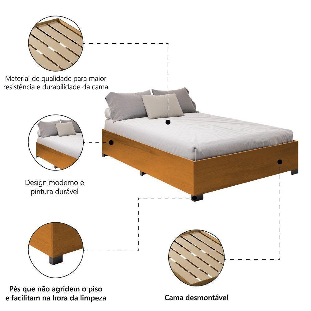 Cama Box Base Casal Para Colchão De Até 1,38m Desmontável Aruba Cinamomo Dobuê Cinamomo - 2