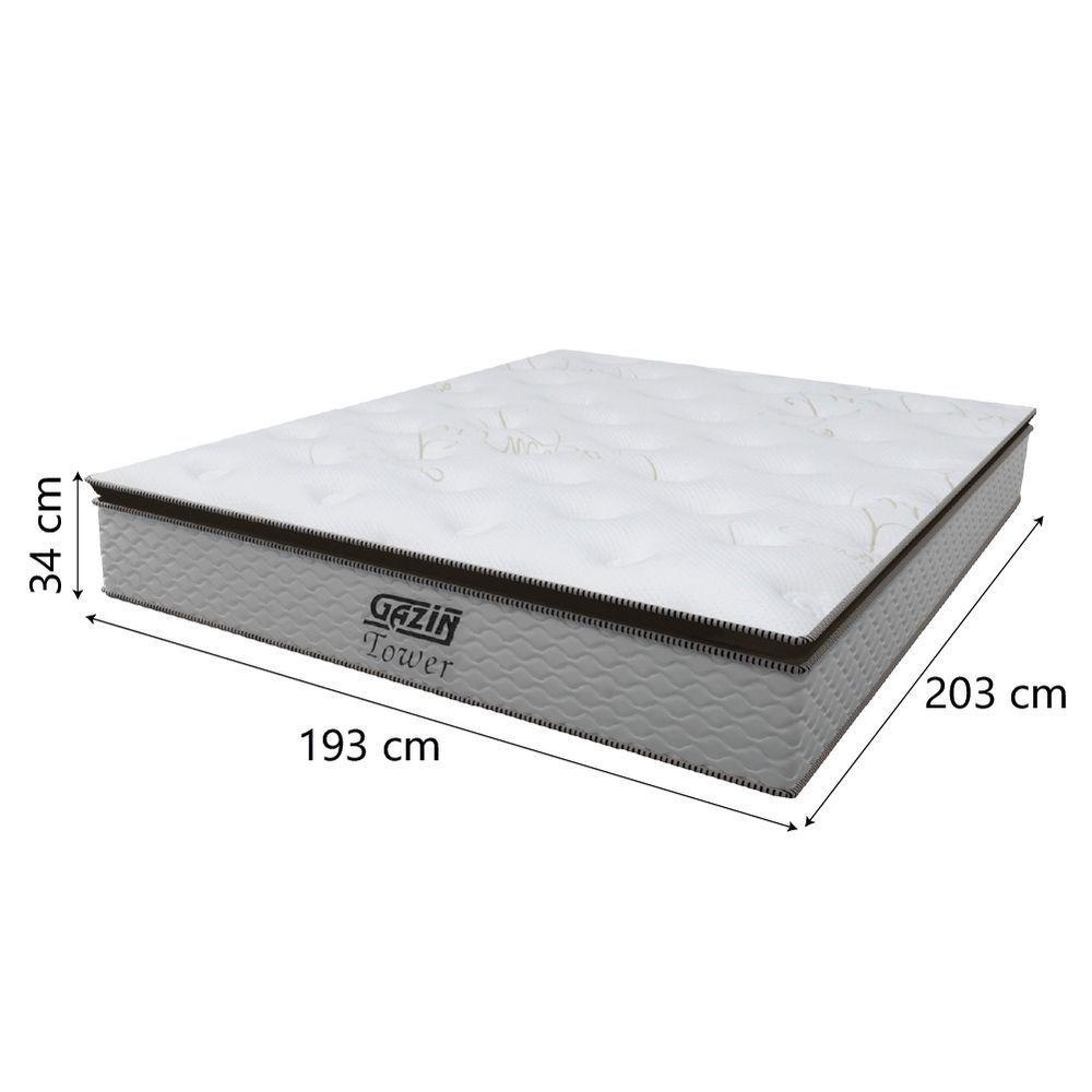 Cama Box Baú King Gazin Colchão Molas Ensacadas Com Pillow Top Tower 193x203x75cm Branco-marrom - 3