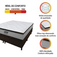 Cama Box Baú King Gazin Colchão Molas Ensacadas Com Pillow Top Tower 193x203x75cm Branco-marrom - 2