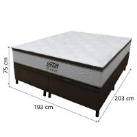 Cama Box Baú King Gazin Colchão Molas Ensacadas Com Pillow Top Tower 193x203x75cm Branco-marrom