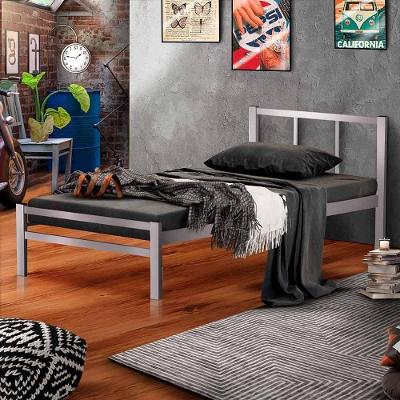 Cama De Ferro Vintage Solteiro 0.88 Cinza Jane Shop Jm