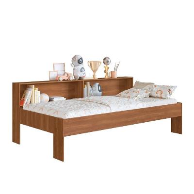 Cama Infantil Solteiro Com Nichos Nogal Sunset Jm Móveis