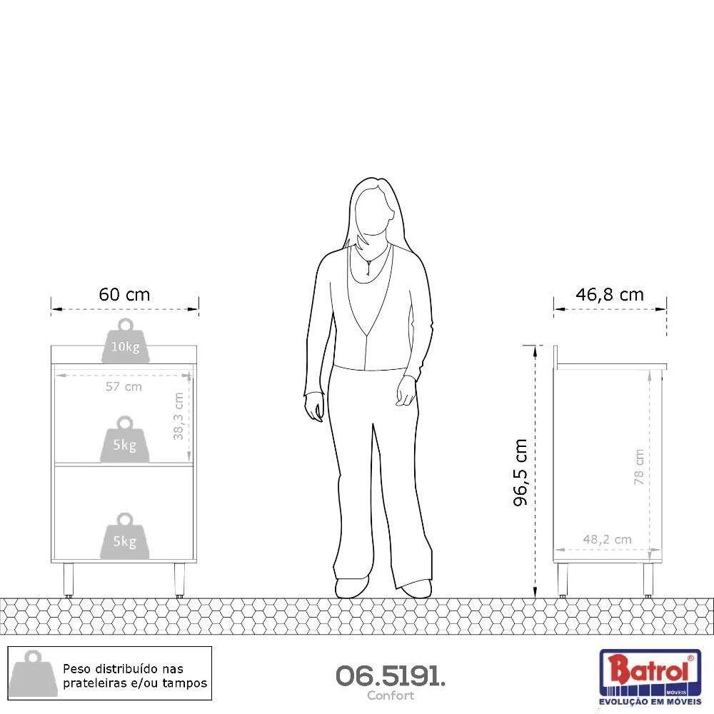 Balcão De Cozinha Confort Cinamomo Com Off White Batrol Cinamomo Com Off White - 3