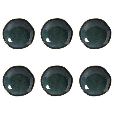 Conjunto de Pratos Fundos Orgânico Oceano 6 Peças Cerâmica Verde Porto Brasil