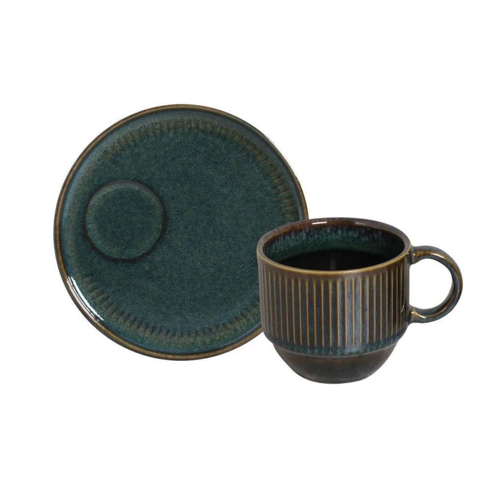 Conjunto De Xícara De Chá Empilhável Com Pires 06 Peças Linhas Oceano Porto Brasil - 4