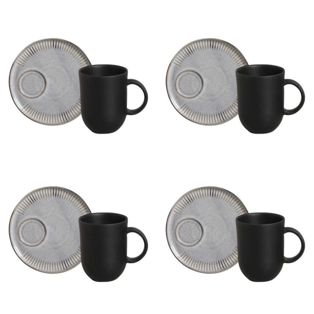 Conjunto De Canecas Com Pires 04 Peças Linhas Dust Porto Brasil - 1