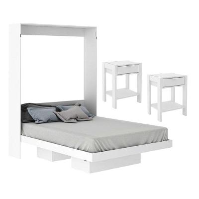 Cama Articulada Casal Cm8016 Com Kit 2 Mesas De Cabeceira Branco - Tecnomobili