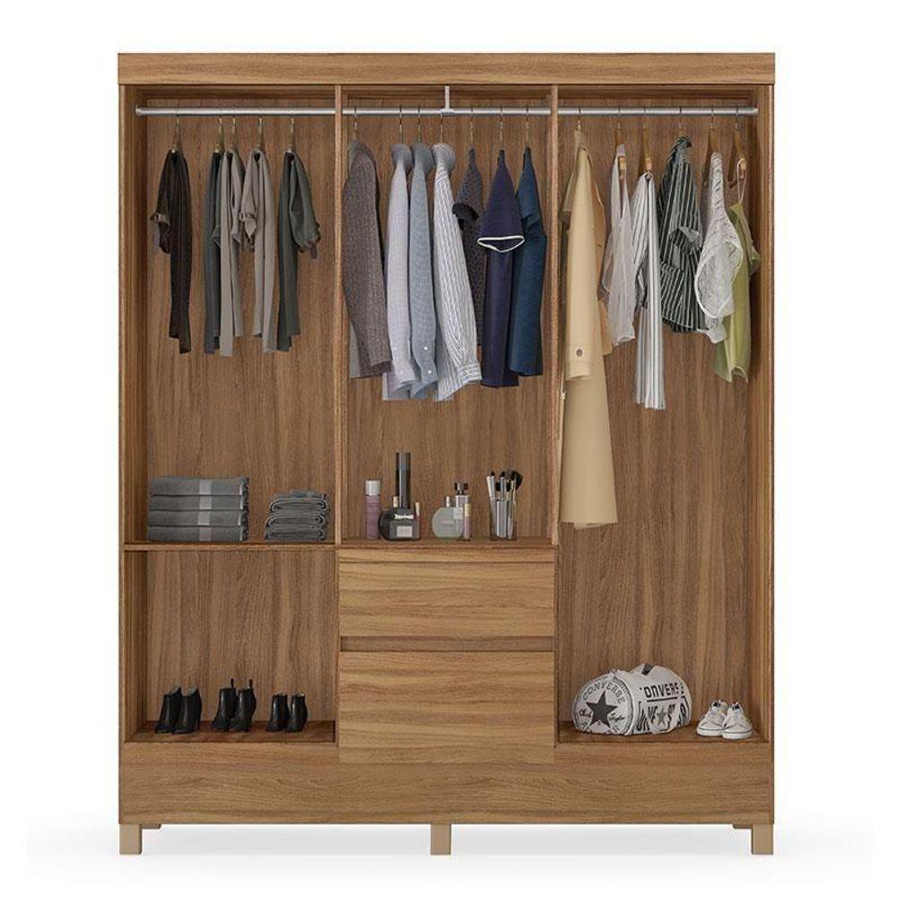 Cômoda London E Guarda Roupa Casal Flash 2 Amêndola Touch - Demóbile - 2