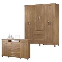 Cômoda London E Guarda Roupa Casal Flash 2 Amêndola Touch - Demóbile - 1