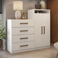 Cômoda Sapateira áurea E Armário Multiuso Grife Branco - Demóbile - 5