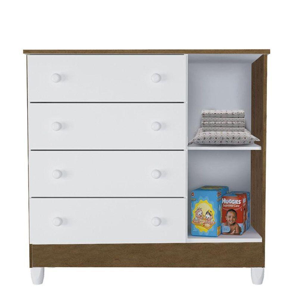 Berço Americano Lara E Cômoda Selena Branco Acetinado Amadeirado Com Colchão - Carolina - 2