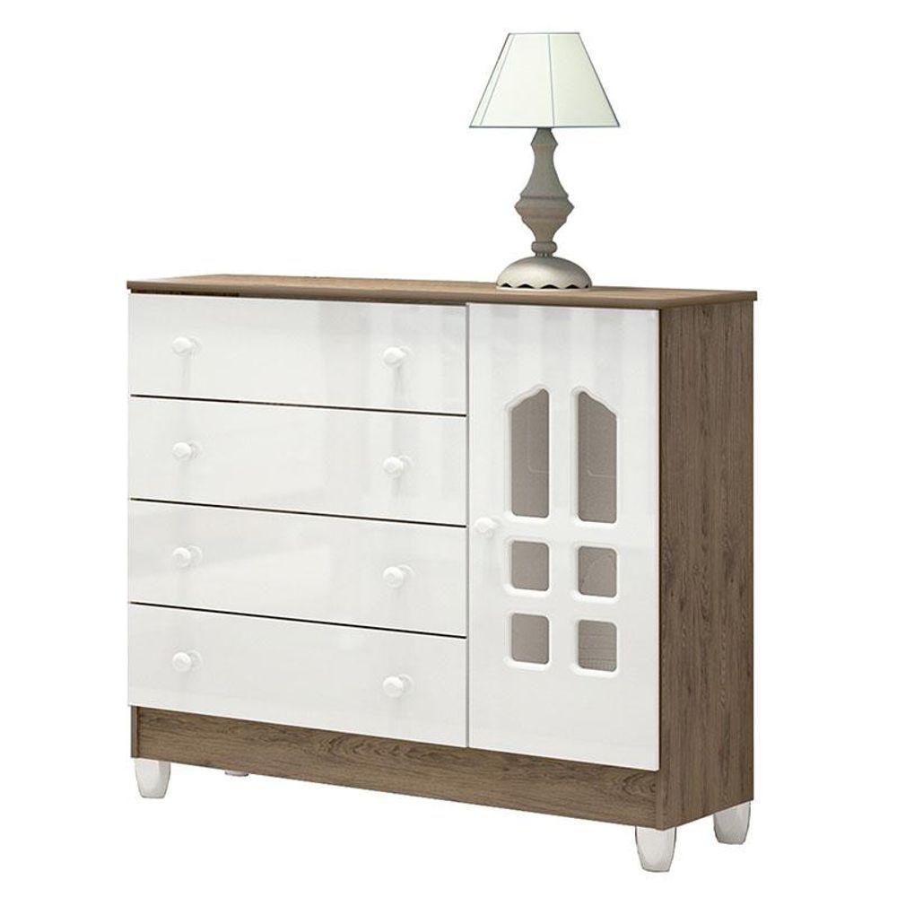 Berço Americano Lara E Cômoda Selena Branco Acetinado Amadeirado Com Colchão - Carolina - 3