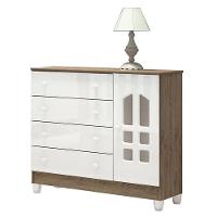 Berço Americano Lara E Cômoda Selena Branco Acetinado Amadeirado Com Colchão - Carolina - 3