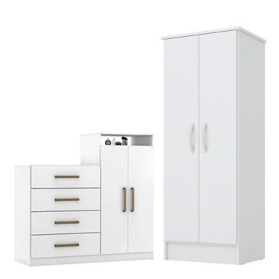 Cômoda Sapateira e Armário Multiuso Áurea Viena 4 Gavetas MDF com Puxador Plástico Branco