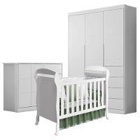 Quarto De Bebê Eloá Com Berço Americano Danny Branco Acetinado - Phoenix Baby - 1