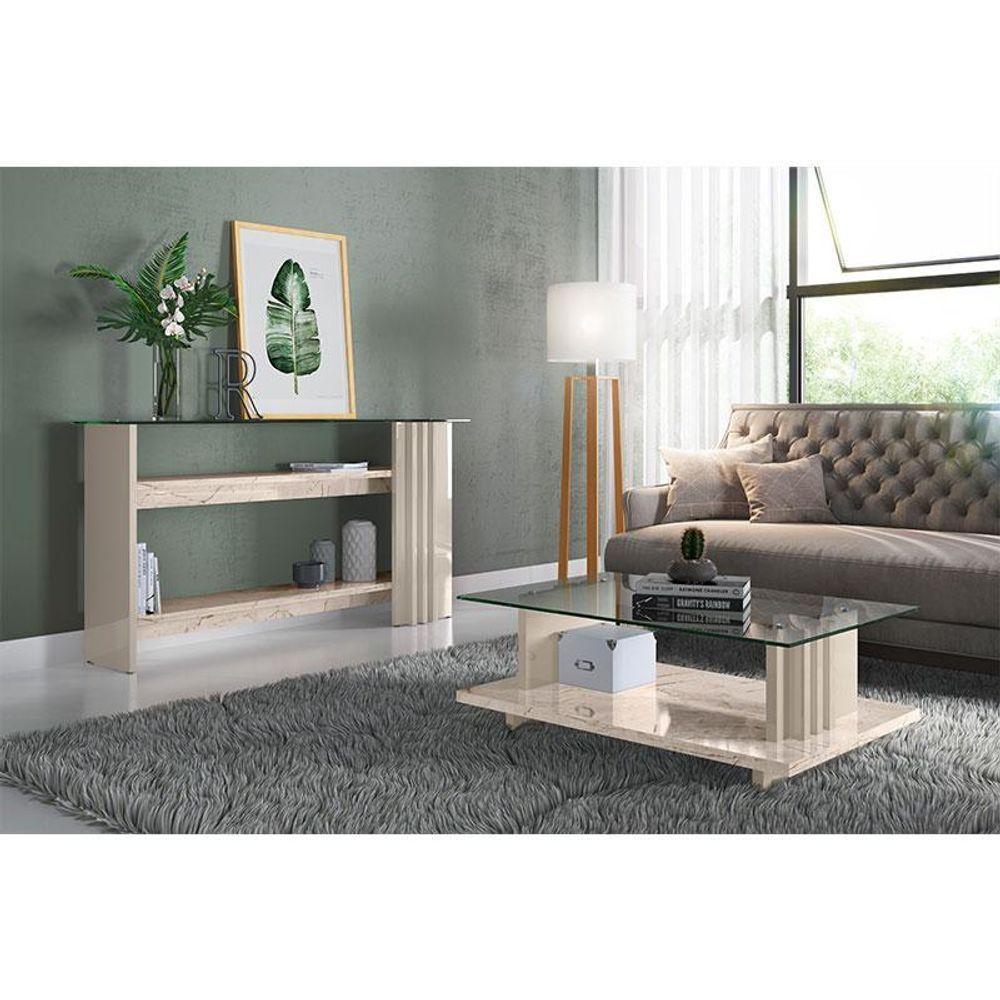 Estante Home Theater Suspenso Com Aparador E Mesa De Centro Frizz Select Calacata Off White - Madetec - 5