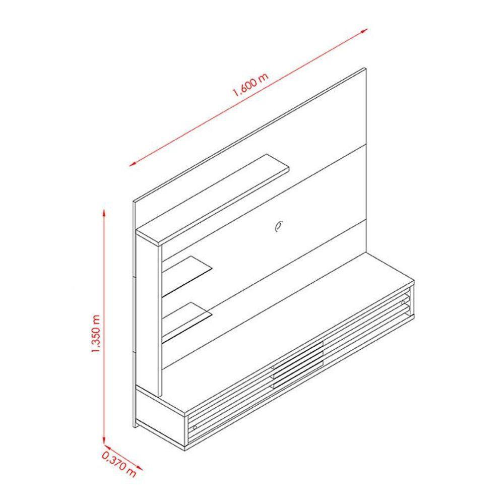 Estante Home Theater Suspenso Com Aparador E Mesa De Centro Frizz Select Calacata Off White - Madetec - 6