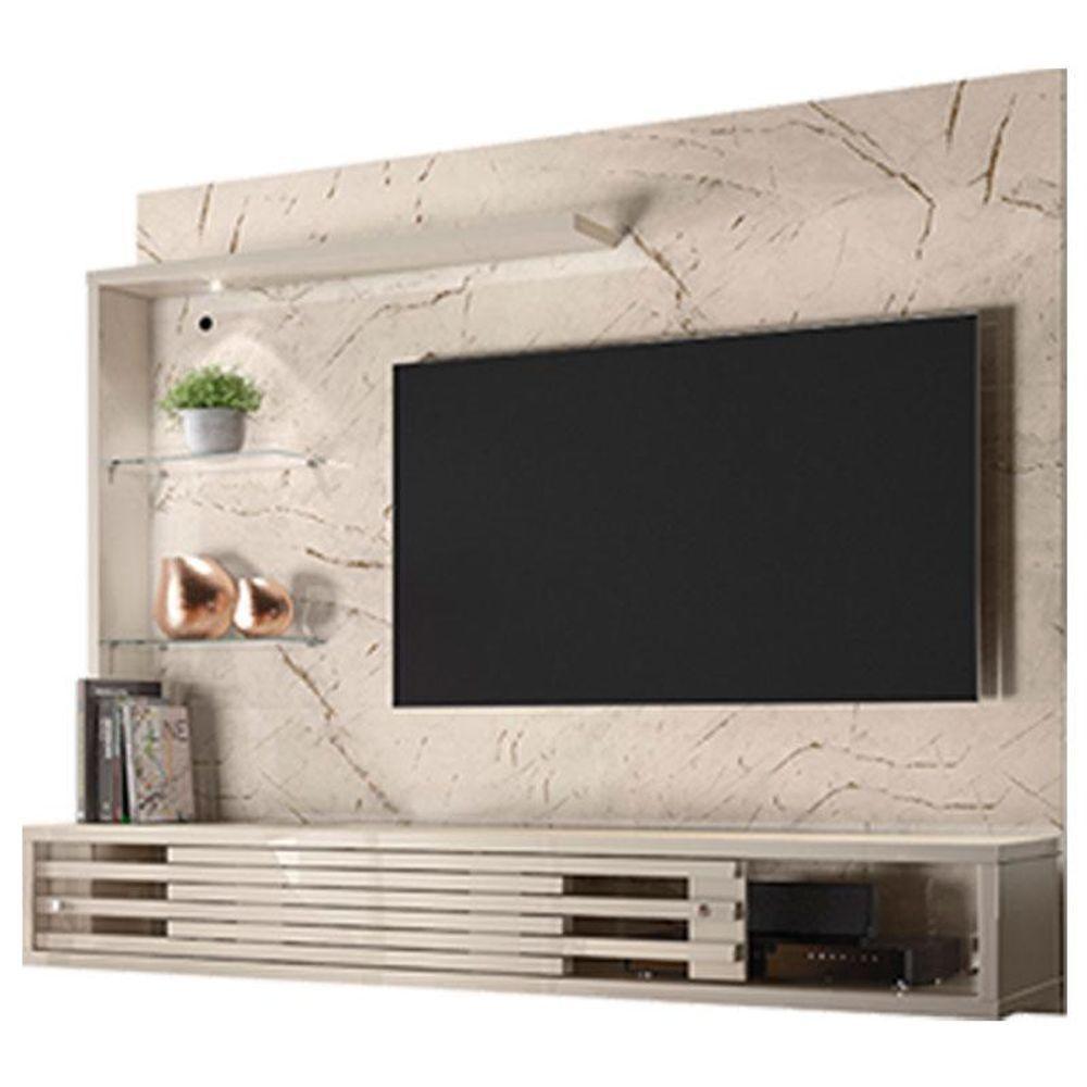 Estante Home Theater Suspenso Com Aparador E Mesa De Centro Frizz Select Calacata Off White - Madetec - 8