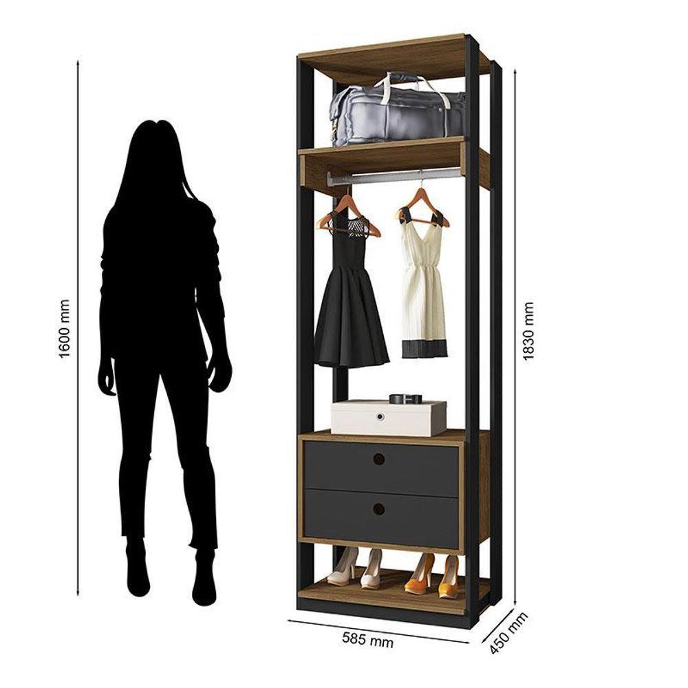 Guarda Roupa Modulado Titan Com Gavetas Preto Freijó - Móveis Leão - 4