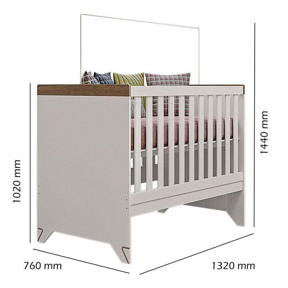 Berço Americano Retro Maya E Cômoda Gaveteiro Emilly Off White Carvalho Com Colchão Gazin - Canaã - 2