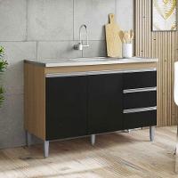 Balcão De Pia Andréia 100 Cm Amendoa Preto - Ajl - 2